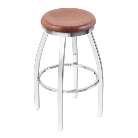 Holland Bar Stool Co 25" Swivel Counter Stool, Chrome Finish, Med Oak Seat 80225CHMedOak